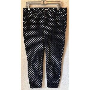 J. Crew Pants Women's Size 31 Navy Blue Polka Dot Toothpick Corduroy